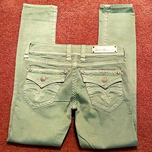 Womens Rock Revival size 29 skinny mint green jeans